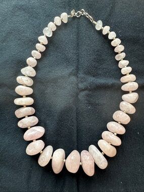 Rose Quartz Statement Necklace. Natural pink gemstone.